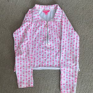 Lily Pulitzer Women’s pink pineapple cropped zip up sweatshirt size medium